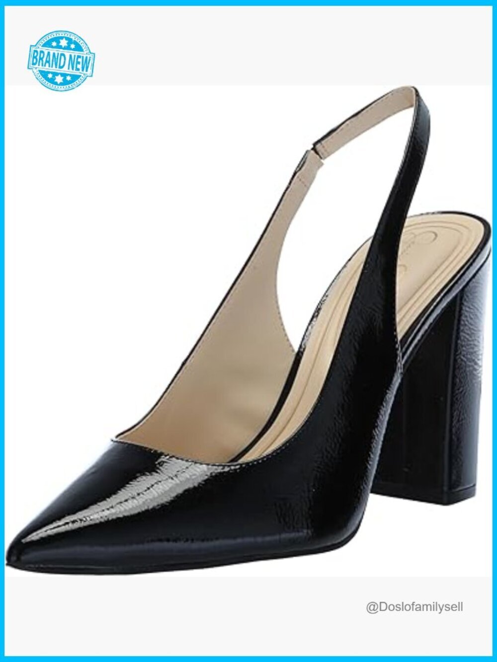 Pointed Toe Block Heel Pump Classic Day to Night Elastic Slingback